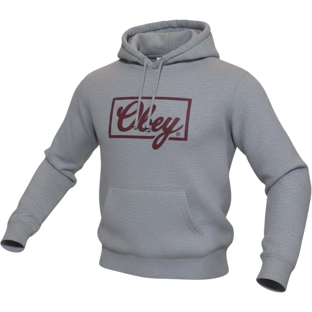 Obey Hoodie Mens Medium Gray Cotton Blend Pullover Graphic Box Logo Streetwear M